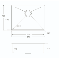 KKV3 - Kkkenvask 55x40cm - massiv messing