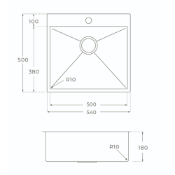 KKV5 - Kkkenvask 38x50cm med bagflange - massiv messing