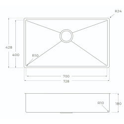 KKV4 - Kkkenvask 70x40cm - massiv messing