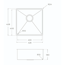 KKV2 - Kkkenvask 40x40cm - massiv messing