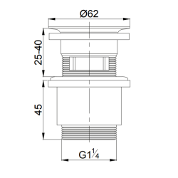push-open bundventil i massiv messing