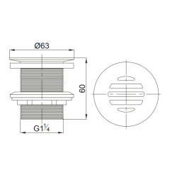 Bundventil med rist i massiv messing