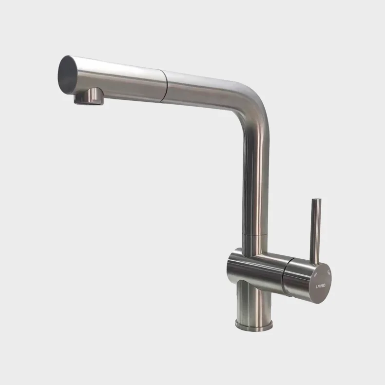 Kubus 385 RS k�kkenarmatur m/udtr�k, Rustfrit st�l