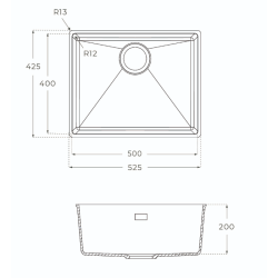 Kkkenvask kaffe 50x40 granitek til underlimning  KKV100SUB-Kaffe