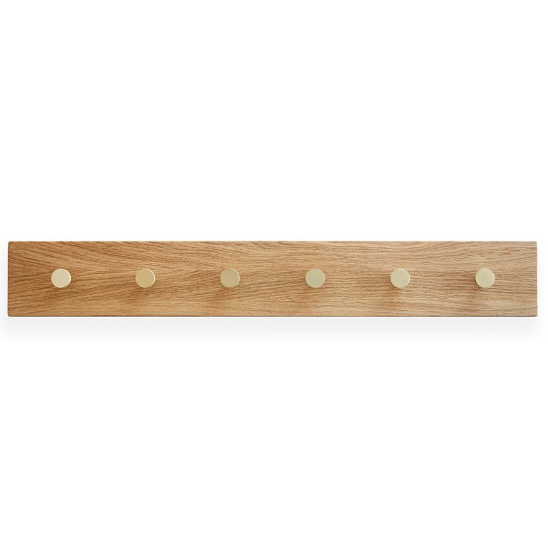 OAK Knagerkke Egetr Med Messing Knager 70 cm