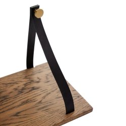 OAK egetrshylde med lder og messing 70 cm, smoked oak