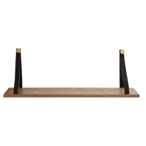 OAK egetrshylde med lder og messing 70 cm, smoked oak