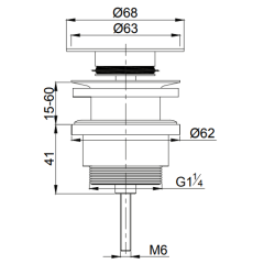 push-open bundventil med flad top i PVD messing (patinere IKKE)