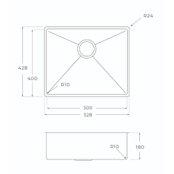 KKV20 - Kkkenvask 50x40cm - PVD Sort